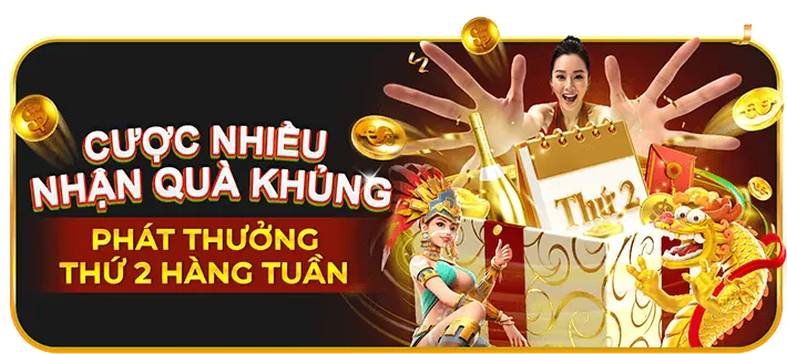 Banner khuyến mãi với tiền vàng và cúp vàng, biểu tượng ưu đãi của mmoo game